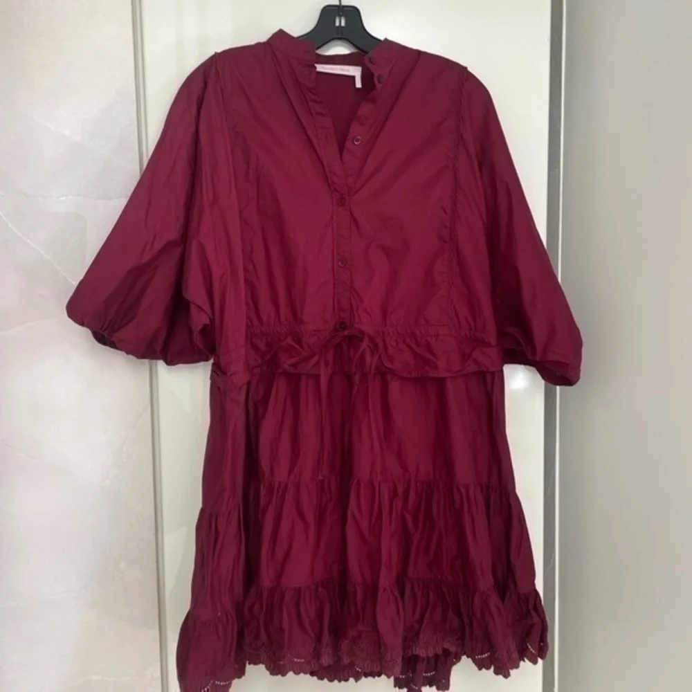 SEE BY CHLOÉ Tiered embroidered cotton-poplin mini dress Size 0 which is 34 - Picture 7 of 16